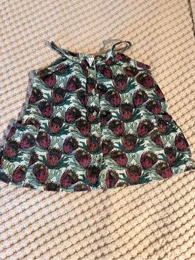 NWT Kate Quinn sleeveless button pocket tunic-large proteas organic cotton gauze